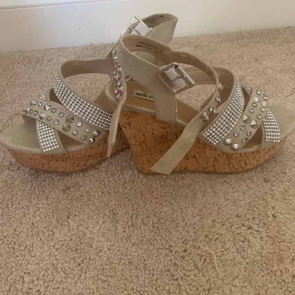 Not Rated Beige and Silver Studded Sandals - Picture 2 of 4